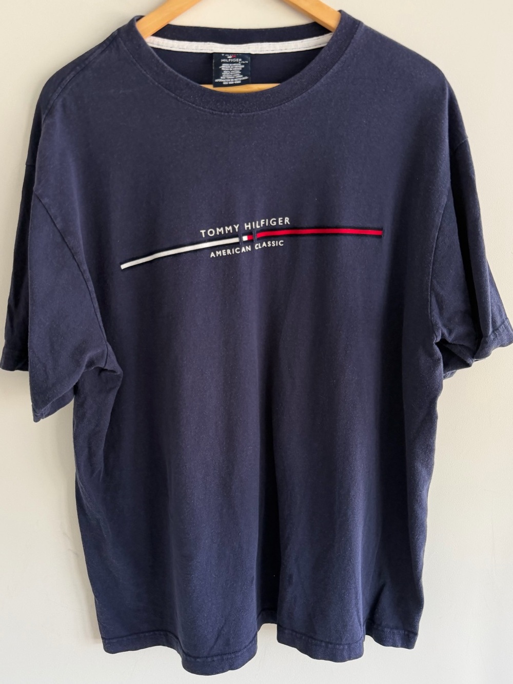 Tommy Hilfiger Mens Large Navy American Classic Logo T Shirt 90s Y2K